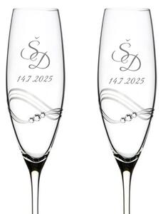 Dekorant Svatební sklenice na šampaňské Desire 1 s krystaly Swarovski 2KS