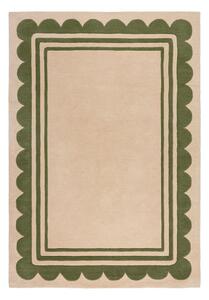 Ručně tkaný vlněný koberec v zeleno-přírodní barvě 120x170 cm Lois Scallop – Flair Rugs