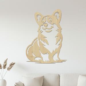 Dřevěný obraz sedící Corgi | Rozměry (cm): 30x40 | Zvolte barvu dekoru: Javor