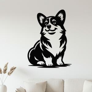 Dřevo života | Dřevěný obraz sedící Corgi | Rozměry (cm): 30x40 | Zvolte barvu dekoru: Černá