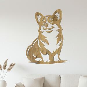 Dřevěný obraz sedící Corgi | Rozměry (cm): 30x40 | Zvolte barvu dekoru: Dub zlatý