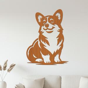 Dřevěný obraz sedící Corgi | Rozměry (cm): 30x40 | Zvolte barvu dekoru: Třešeň