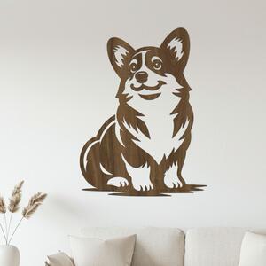 Dřevo života | Dřevěný obraz sedící Corgi | Rozměry (cm): 30x40 | Zvolte barvu dekoru: Ořech