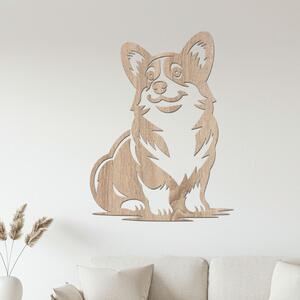 Dřevěný obraz sedící Corgi | Rozměry (cm): 30x40 | Zvolte barvu dekoru: Dub Sonoma