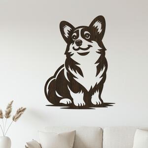 Dřevo života | Dřevěný obraz sedící Corgi | Rozměry (cm): 30x40 | Zvolte barvu dekoru: Wenge