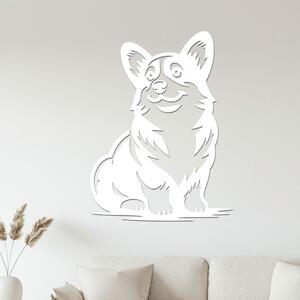 Dřevo života | Dřevěný obraz sedící Corgi | Rozměry (cm): 30x40 | Zvolte barvu dekoru: Bílá