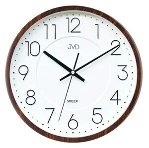 JVD Nástěnné tiché netikající hodiny JVD HX2495.3 v imitaci dřeva (hodiny s plynulým tichým chodem)