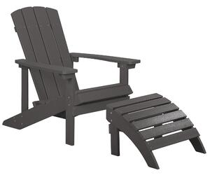 Zahradní židle ADIRONDACK s podnožkou Tmavě šedá