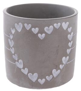 Betonový obal na květináč Heart of hearts šedá, 13,5 x 12 cm