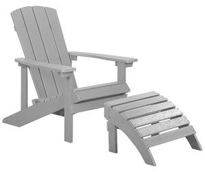 Zahradní židle ADIRONDACK s podnožkou Světle šedá