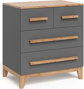 Kredenc Vitalispa Malia Grey/Artisan 80 x 88 cm se 4 zásuvkami, Model 58366