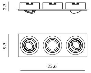 Podledové svítidlo Caro 3 Square černé – Černá