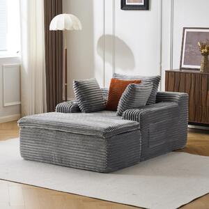 Rozkládací pohovka boneless, podlahová pohovka, moderní pohovka Cloud s chaise longue, 3 polštáře a 1 deka, bez nutnosti montáže. L3