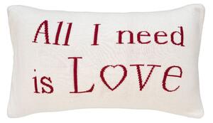 Pletený povlak DESIGN all you need is love / all i need is love smetanovočervená 30 x 50 cm