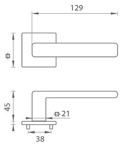 Dveřní kování MP TI - SONIA - HR 3095Q 5S (OCS - Chrom broušený), klika-klika, Bez spodní rozety, MP OCS (chrom broušený)