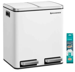 SONGMICS Koš na tříděný odpad 2 x 15 l bílý