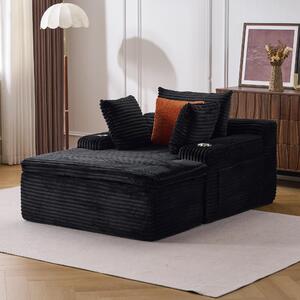 Rozkládací pohovka boneless, podlahová pohovka, moderní pohovka Cloud s chaise longue, 3 polštáře a 1 deka, bez nutnosti montáže. L3