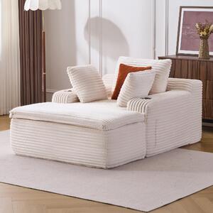 Rozkládací pohovka boneless, podlahová pohovka, moderní pohovka Cloud s chaise longue, 3 polštáře a 1 deka, bez nutnosti montáže. L3