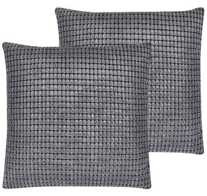 Sada 2 dekorativních polštářů ASPIDISTRA 45 x 45 cm Umělý samet Šedá Geometrický vzor