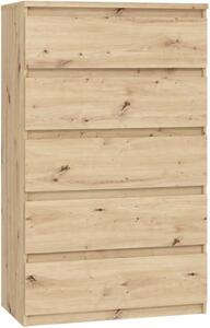 Komoda CHELSEA 5 zásuvek - 77,2 x 42,2 x 128,1 - dub Artisan