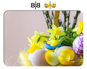 Velikonoční prostírání - 027, Vajíčka s kytkou