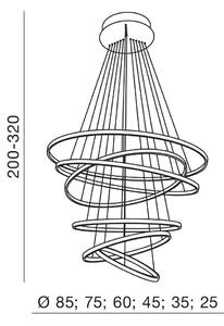 Luxusní lustr Wheel 6 Long Dimm zlaté – Zlatá