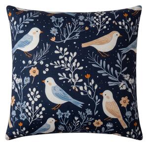 Povlak na polštář z mikrovlákna DENIM BIRDS 45x45 cm, modrý