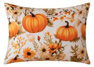 Povlak na polštář z mikrovlákna FLOWERS AND PUMPKINS 50x70 cm, oranžový