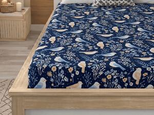 Prostěradlo z mikrovlákna DENIM BIRDS modré 90x200 cm