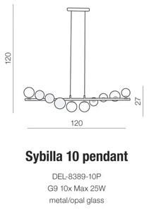 Kovový lustr Sybilla 10 Ch – Šedá