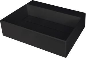 Deante Correo, granitové umyvadlo na desku s poličkou pod baterii a krycí deskou 500x400x130 mm, černá, CQR_NU5M