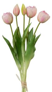 Umělý svazek tulipánů světle růžová, 38 cm