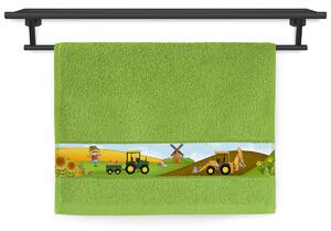 Dětský ručník Veba RUJANA tisk Malý farmář sytá zelená Velikost: 30x50 cm