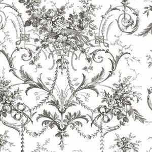 Zámecká vliesová tapeta na zeď, černo-bílá, květy, 122768, Laura Ashley 4