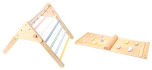 Dřevěný Piklerové trojúhelník MONTY, 59 cm, s Montessori deskou, vícebarevný ELIS design
