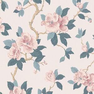 Květinová vliesová tapeta na zeď, růžová, modrá, 130096, Laura Ashley 4