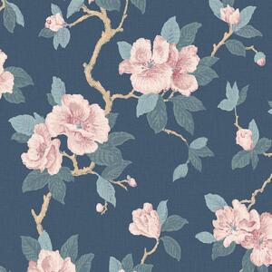 Květinová vliesová tapeta na zeď, modrá, růžová, 130095, Laura Ashley 4