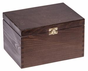 FK Dřevěná krabička se sponou - 22x16x14 cm, Tmavě hnědá