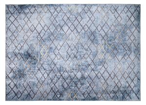 Makro Abra Kusový koberec pratelný TOSCANA 26011 Geometrický Moderní pogumovaný modrý šedý Rozměr: 140x200 cm