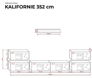 Ral Obývací stěna KALIFORNIE 2, 352 cm - Bílý lesk