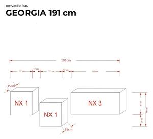 Ral Obývací stěna GEORGIA 1, 191 cm - Černý lesk