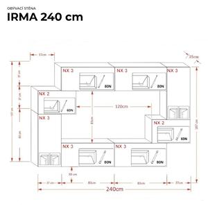 Ral Obývací stěna IRMA 3, 240 cm - Černý lesk