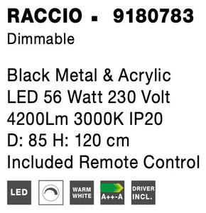 LED lustr Raccio 85 černé s dálkovým ovládáním – Černá