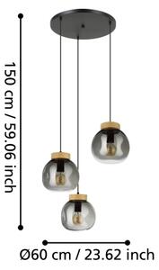 Eglo 390319 - Lustr na lanku MAGACELA 3xE27/40W/230V kouřová