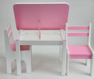 KD Stůl a dvě židličky K1 růžová