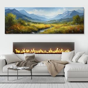 Obraz na plátně - Zurčící potůček na horské louce FeelHappy.cz Velikost obrazu: 240 x 80 cm