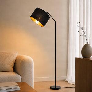 Lindby Stojací lampa Siovan, černá, výška 172 cm, labutí krk, Černá, Obývací pokoj / jídelna, kov, Moderní