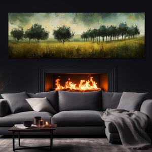Obraz na plátně - Stromy čekají silnou bouřku FeelHappy.cz Velikost obrazu: 120 x 40 cm
