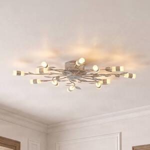 Lindby LED stropní svítidlo Bolonia, mosaz/bílá, Ø 80 cm, Mosaz / zlato, Obývací pokoj / jídelna, kov, Venkovský / rustikální