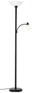 Brilliant G93004/06 LUCY - Stojací černá lampa se dvěma vypínači na svítidle, LED E27 + E14, 180cm (Moderní stojací lampa se čtecím ramenem v černé barvě)